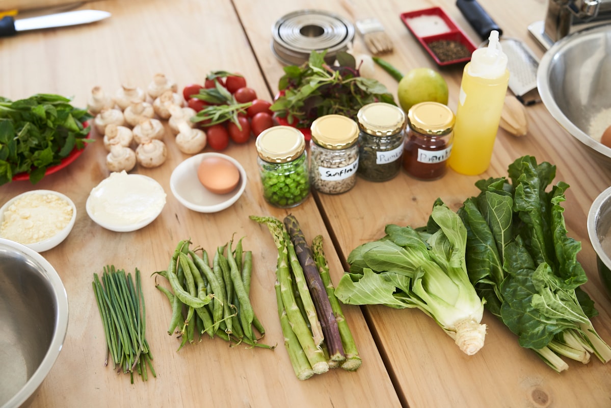 Bahan-bahan segar untuk memasak sehat